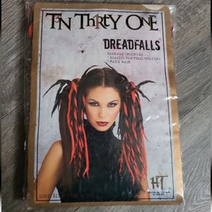 Black and red Dreadlocks ponytail